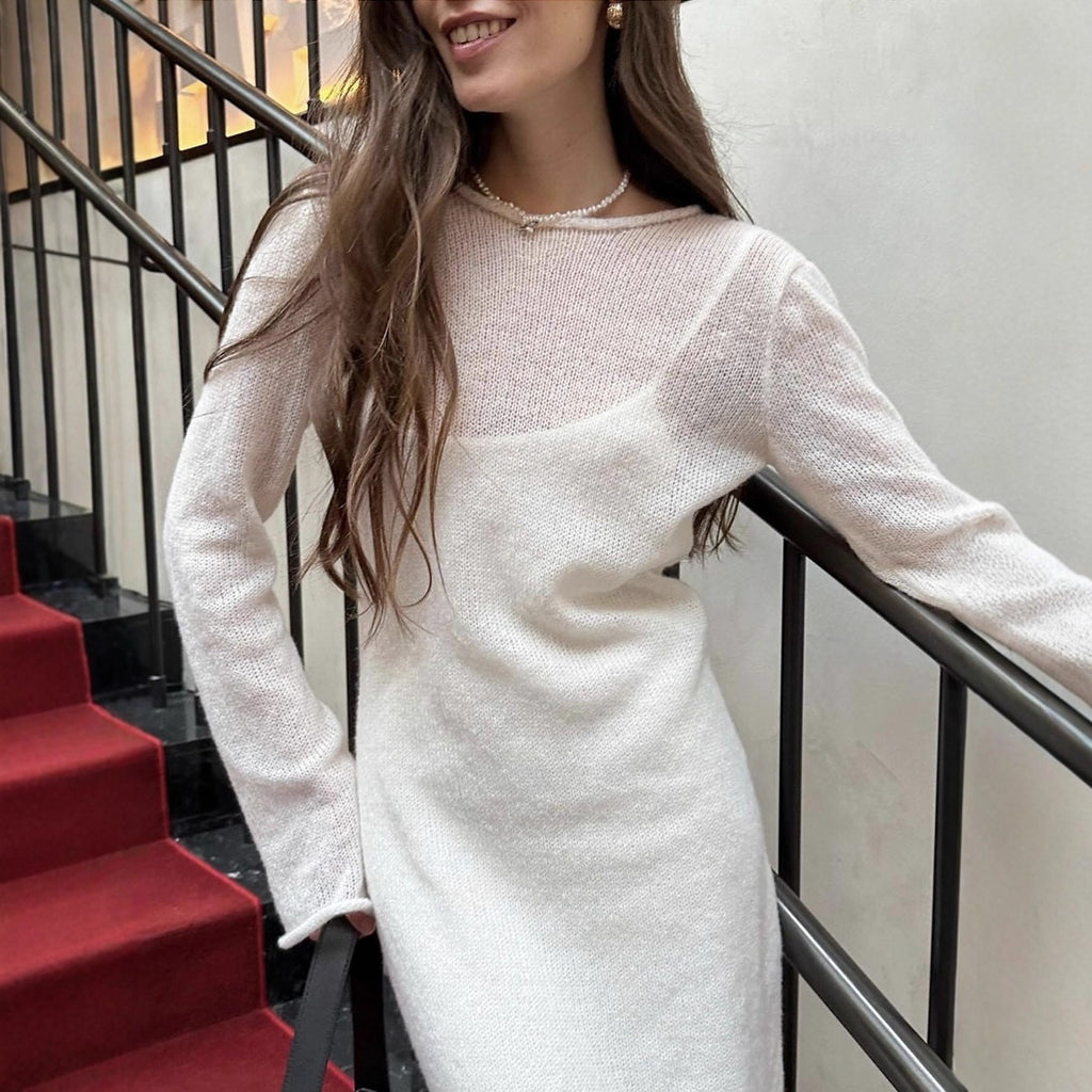 See-through Slim-fit Dress Vest Two-piece Set