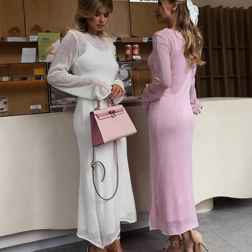 See-through Slim-fit Dress Vest Two-piece Set