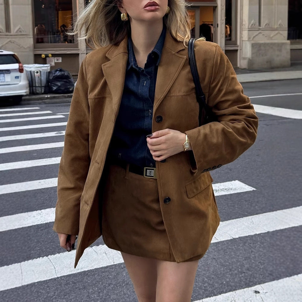 Women's Fashion Single-breasted Suit Coat Skirts