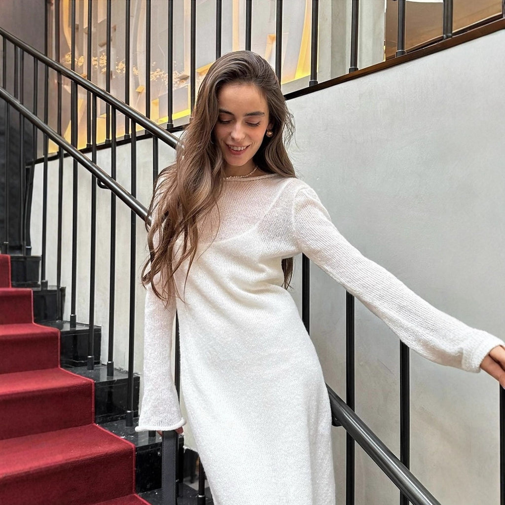 See-through Slim-fit Dress Vest Two-piece Set